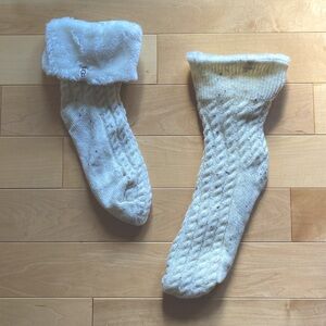 UGG fur-lined socks, cream cable knit, NWOT